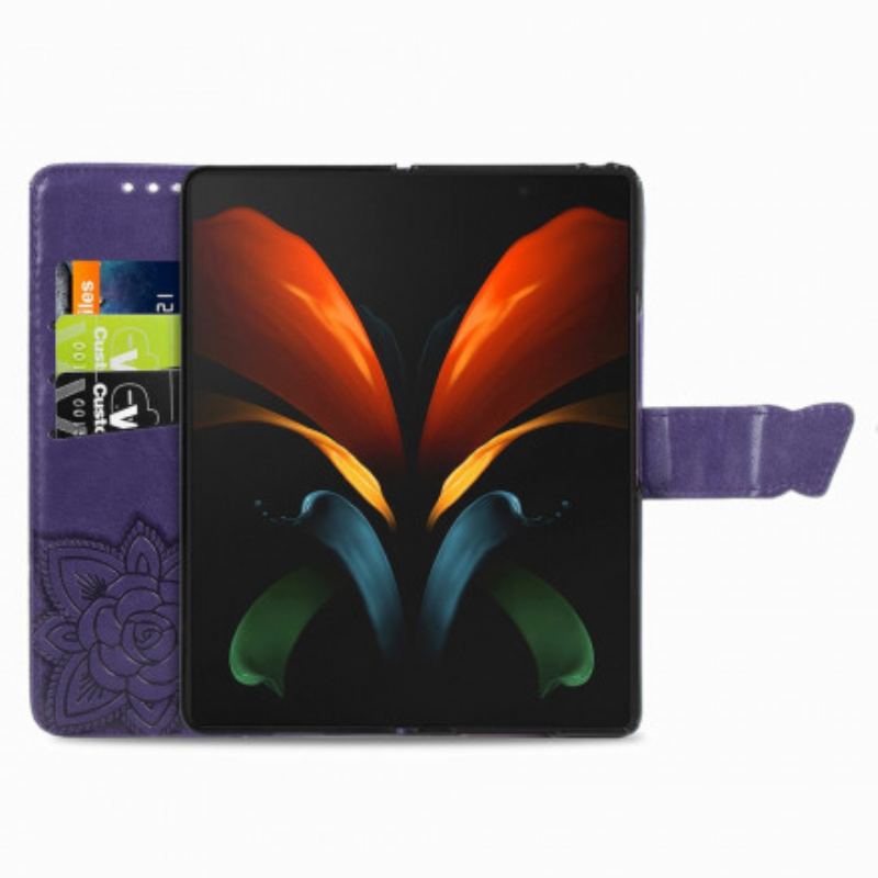 Flip Cover Samsung Galaxy Z Fold 3 5G Sommerfugledesign Med Snor