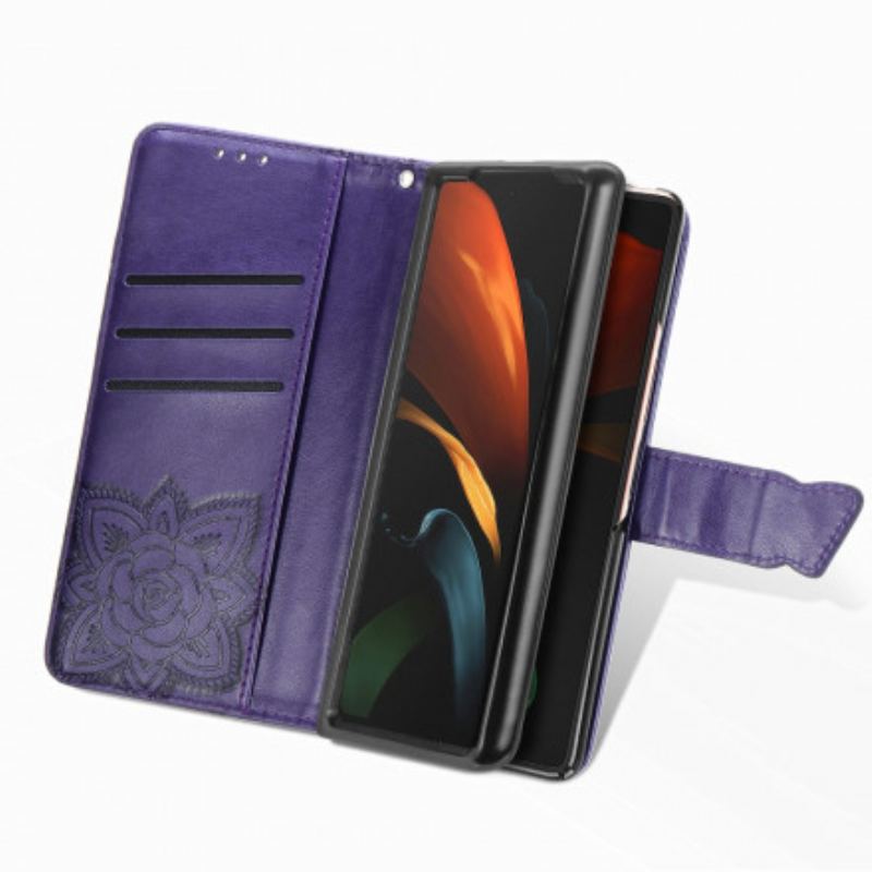 Flip Cover Samsung Galaxy Z Fold 3 5G Sommerfugledesign Med Snor