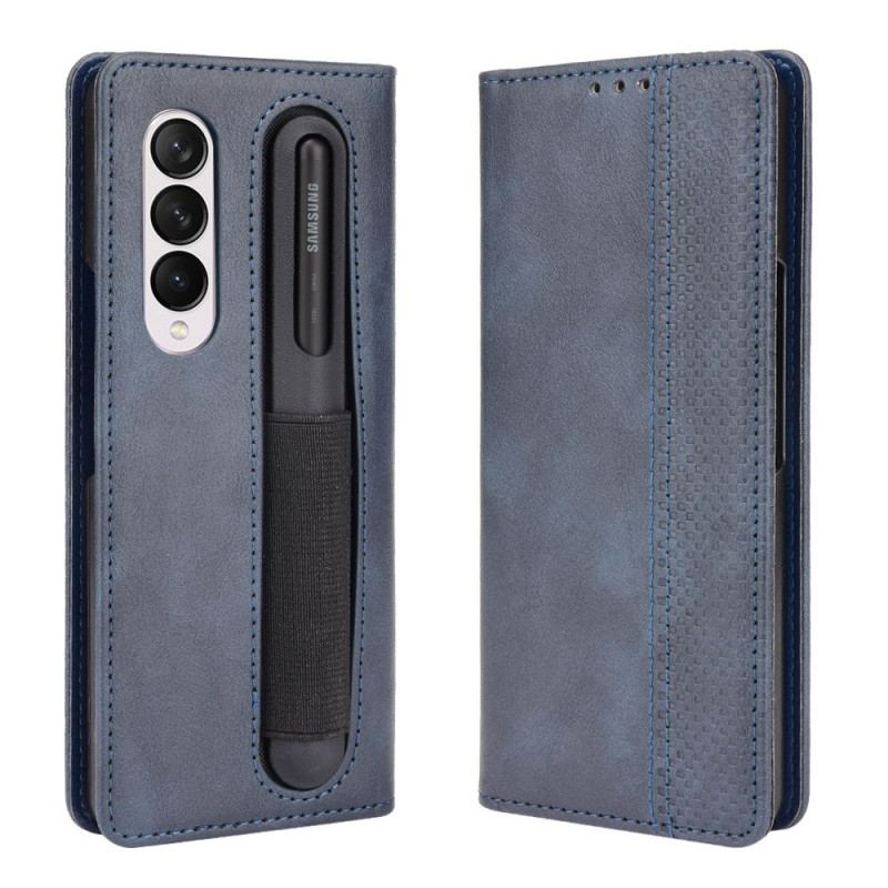 Flip Cover Samsung Galaxy Z Fold 3 5G Stiliseret Stylus Holder I Lædereffekt