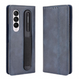 Flip Cover Samsung Galaxy Z Fold 3 5G Stiliseret Stylus Holder I Lædereffekt