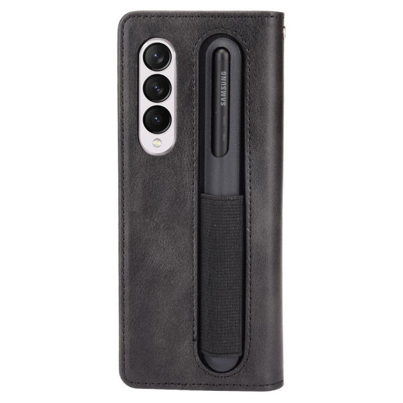 Flip Cover Samsung Galaxy Z Fold 3 5G Stiliseret Stylus Holder I Lædereffekt