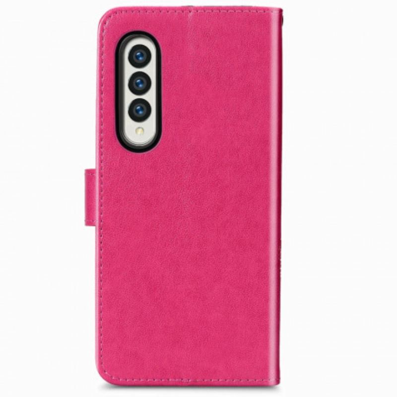 Læder Cover Samsung Galaxy Z Fold 3 5G Blomsterdesign Med Snor