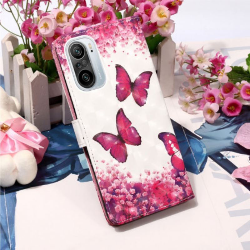 Flip Cover Xiaomi Mi 11i 5G Røde Sommerfugle