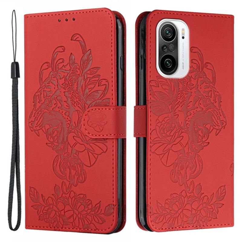 Læder Cover Xiaomi Mi 11i 5G Med Snor Barok Strappy Tiger