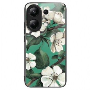 Cover Til Xiaomi Redmi Note 13 4g Hvide Blomster Af Hærdet Glas