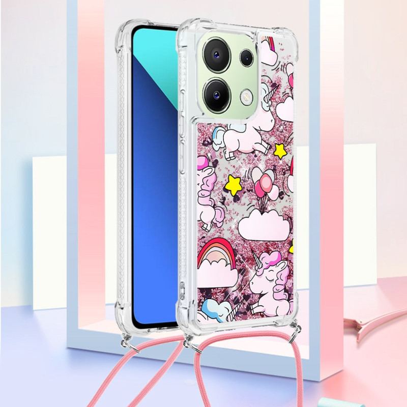 Cover Xiaomi Redmi Note 13 4g Pailletter Snøre Tegneseriemønster