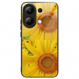 Cover Xiaomi Redmi Note 13 4g Telefon Etui Solsikke Hærdet Glas