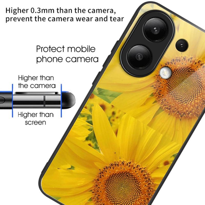 Cover Xiaomi Redmi Note 13 4g Telefon Etui Solsikke Hærdet Glas