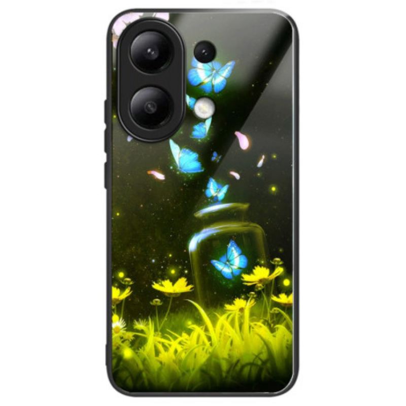 Cover Xiaomi Redmi Note 13 4g Telefon Etui Sommerfugleflaske Af Hærdet Glas