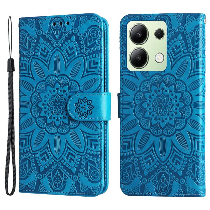 Flip Cover Til Xiaomi Redmi Note 13 4g Blomstermandala Med Rem