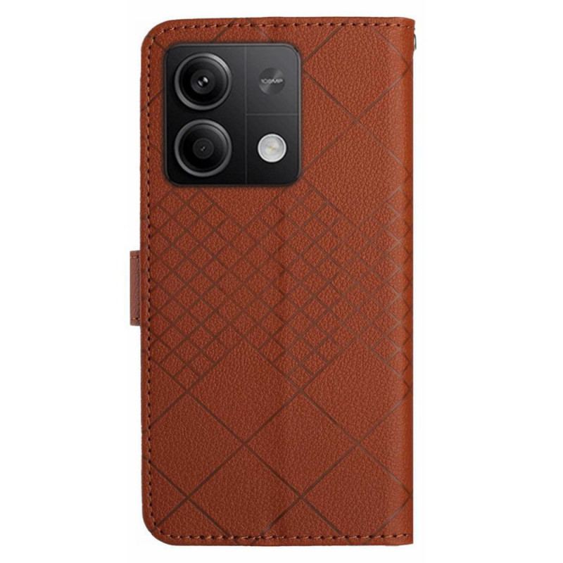 Flip Cover Til Xiaomi Redmi Note 13 4g Strappy Diamond Mønster