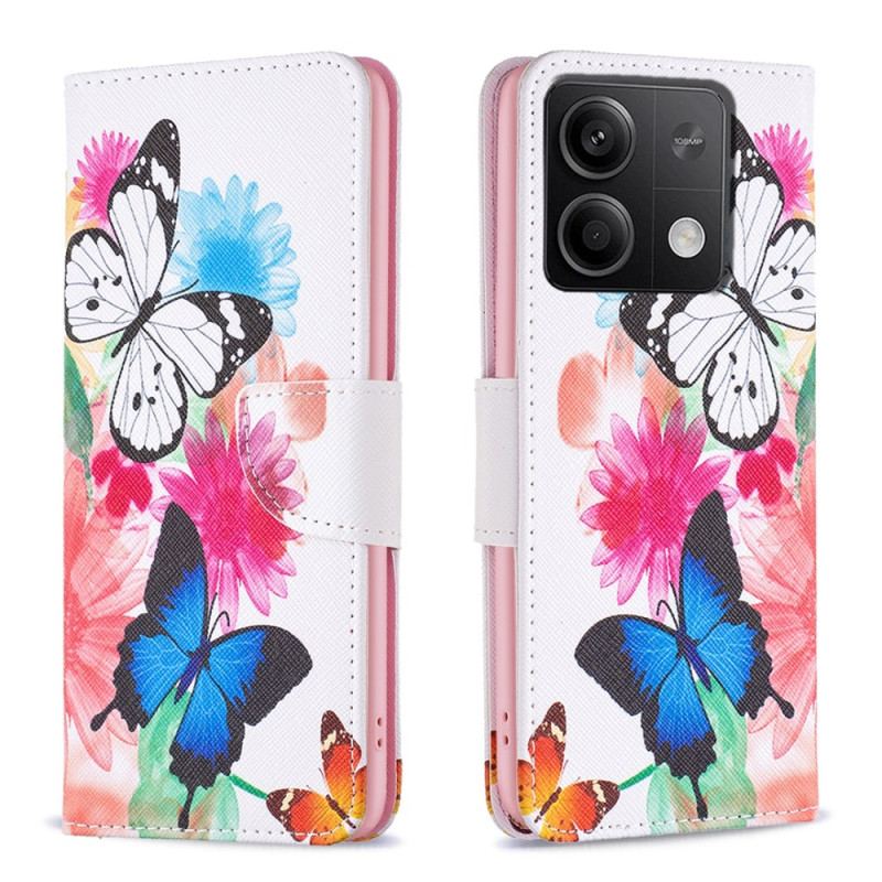 Flip Cover Xiaomi Redmi Note 13 4g Akvarel Sommerfugle