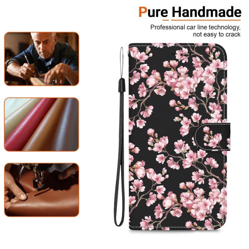 Flip Cover Xiaomi Redmi Note 13 4g Omspændte Blommeblomster