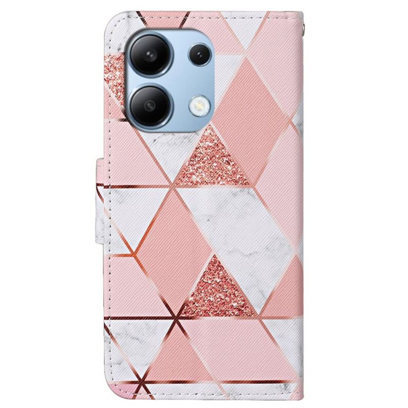 Flip Cover Xiaomi Redmi Note 13 4g Pink Marmor Og Guldrem