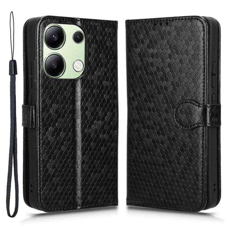 Flip Cover Xiaomi Redmi Note 13 4g Skinnende Prikket Rem