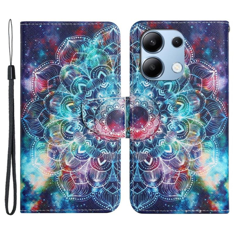 Læder Cover Xiaomi Redmi Note 13 4g Stjernehimmel Og Lanyard Mandala