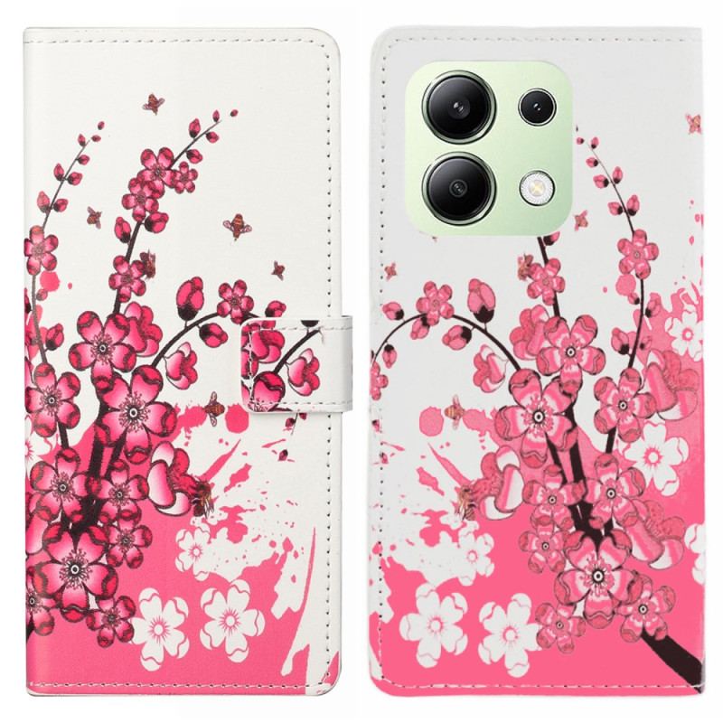 Læder Cover Xiaomi Redmi Note 13 4g Telefon Etui Blommeblomster