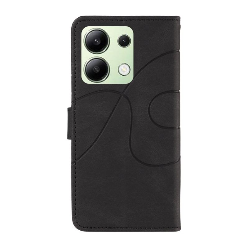 Læder Cover Xiaomi Redmi Note 13 4g Telefon Etui Buede Linier Med Rem