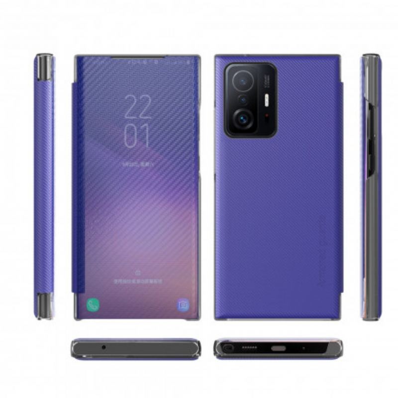 Cover Xiaomi 11T / 11T Pro Flip Cover Gennemskinnelig Kulfiber