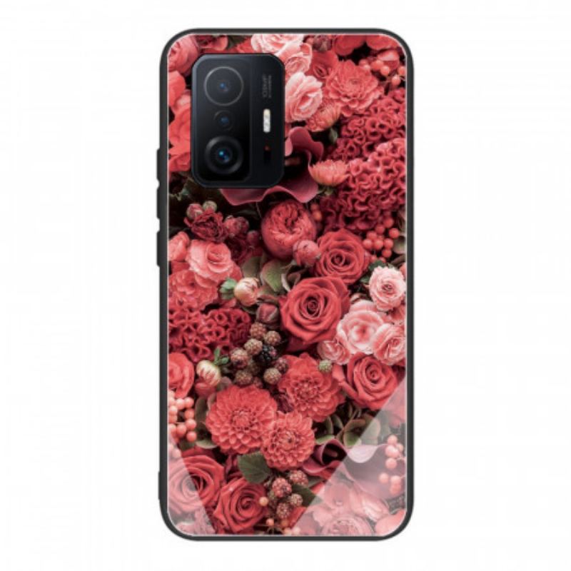 Cover Xiaomi 11T / 11T Pro Rose Blomster Hærdet Glas