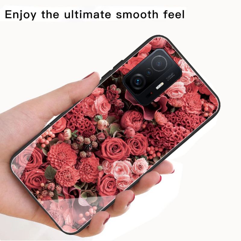 Cover Xiaomi 11T / 11T Pro Rose Blomster Hærdet Glas