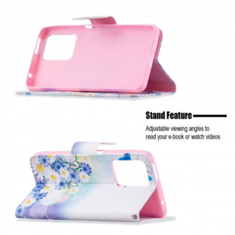 Flip Cover Xiaomi 11T / 11T Pro Malede Sommerfugle Og Blomster