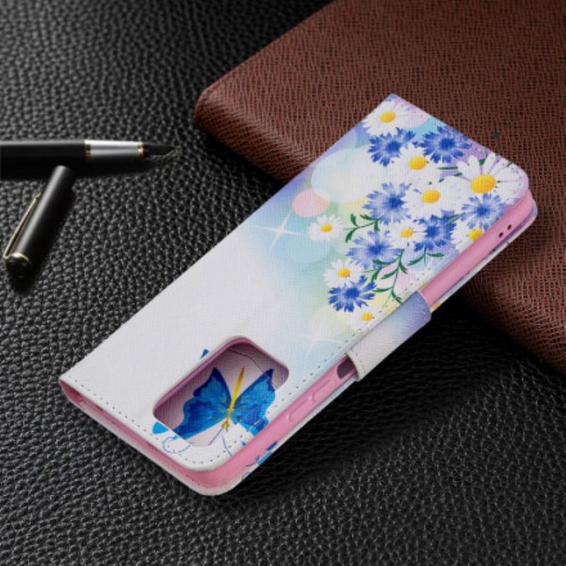 Flip Cover Xiaomi 11T / 11T Pro Malede Sommerfugle Og Blomster