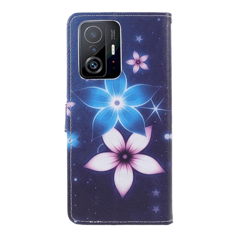 Flip Cover Xiaomi 11T / 11T Pro Med Snor Lunar Strap Blomster