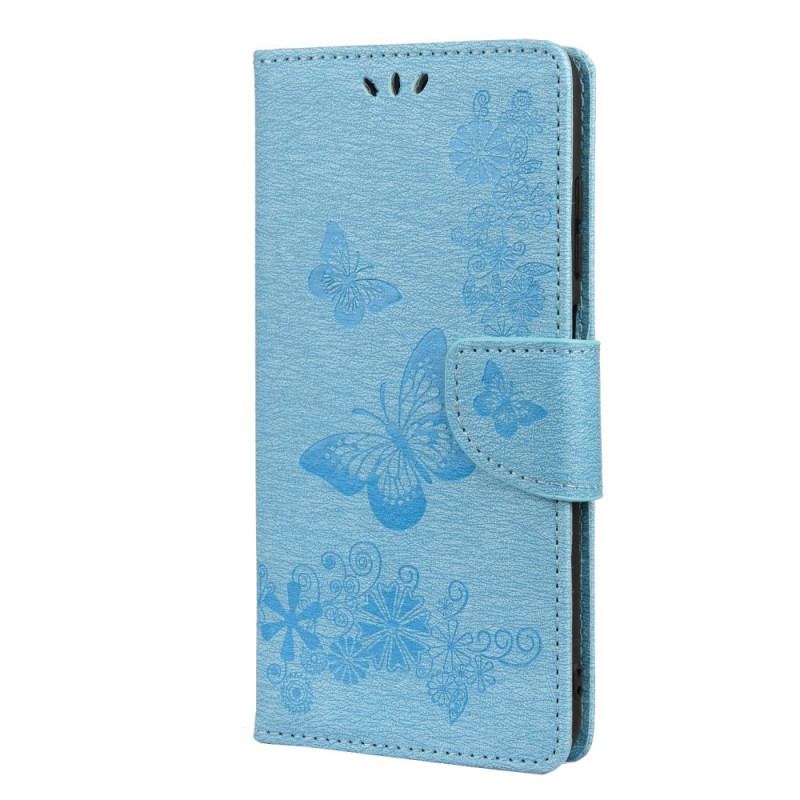 Flip Cover Xiaomi 11T / 11T Pro Med Snor Pragtfulde Stropsommerfugle