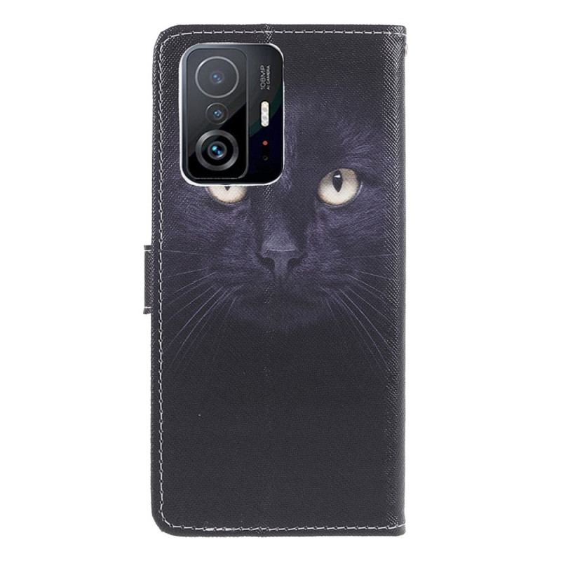 Flip Cover Xiaomi 11T / 11T Pro Med Snor Strappy Black Cat Eyes