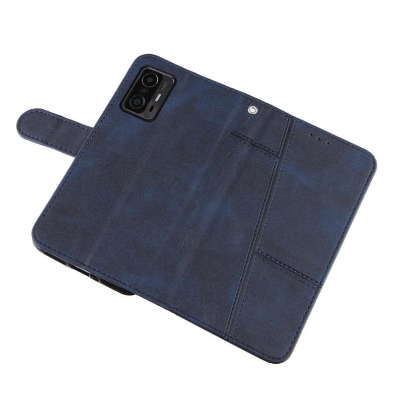 Flip Cover Xiaomi 11T / 11T Pro Med Snor Strappy Geo Lædereffekt