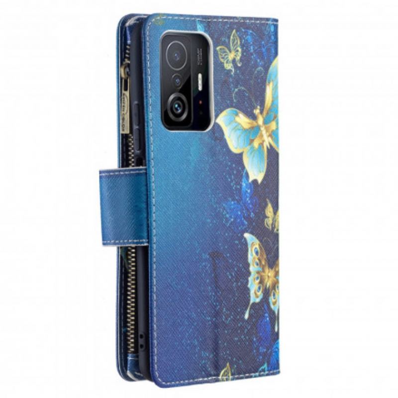 Flip Cover Xiaomi 11T / 11T Pro Sommerfugle Lynlåslomme