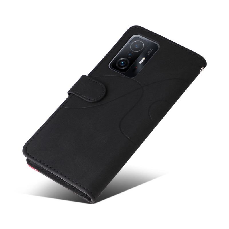 Flip Cover Xiaomi 11T / 11T Pro Tofarvet Signatur Imiteret Læder