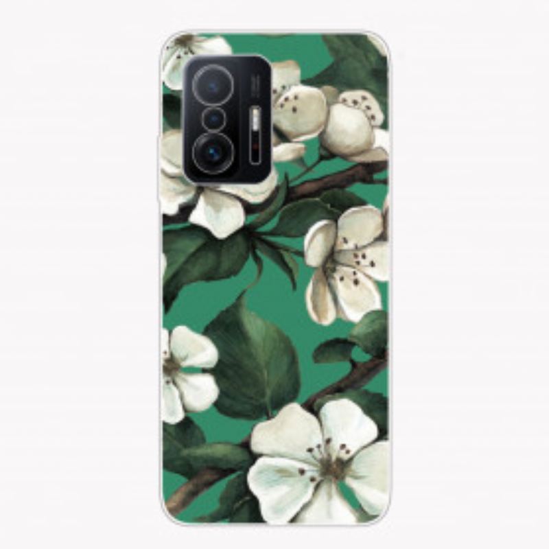 Mobilcover Xiaomi 11T / 11T Pro Malede Hvide Blomster