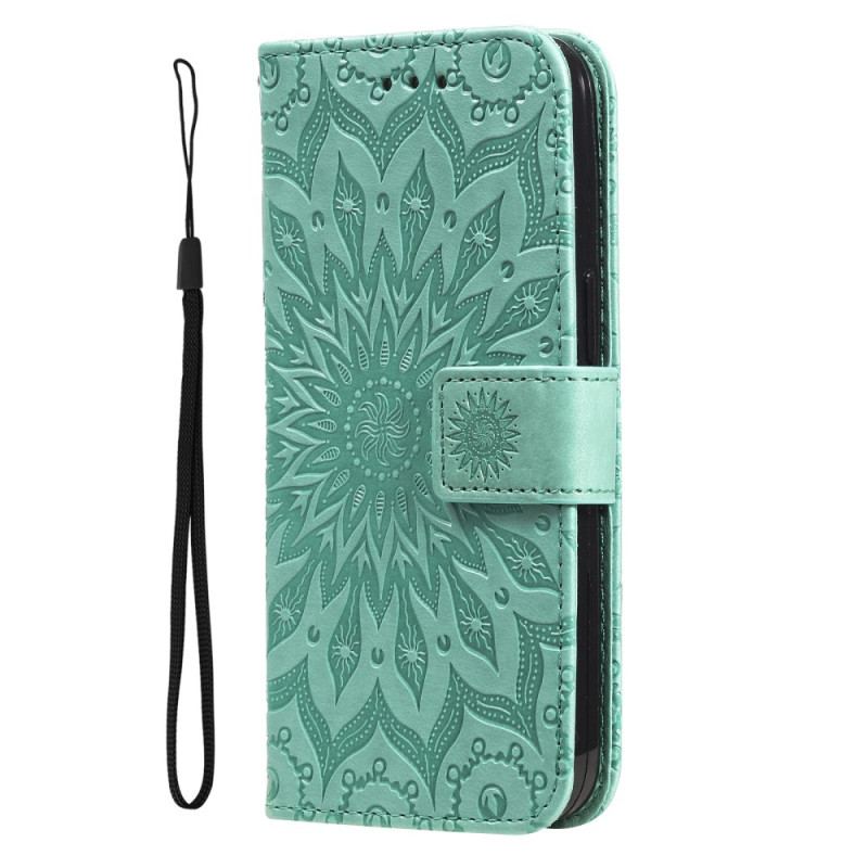 Læder Cover Motorola Edge 50 Telefon Etui Mandala Med Rem