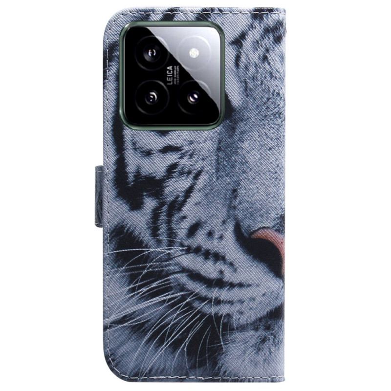 Flip Cover Til Xiaomi 14 Hvid Tiger