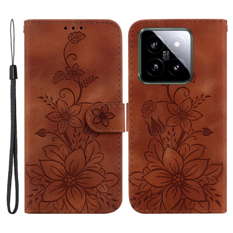 Flip Cover Xiaomi 14 Blomstermønster