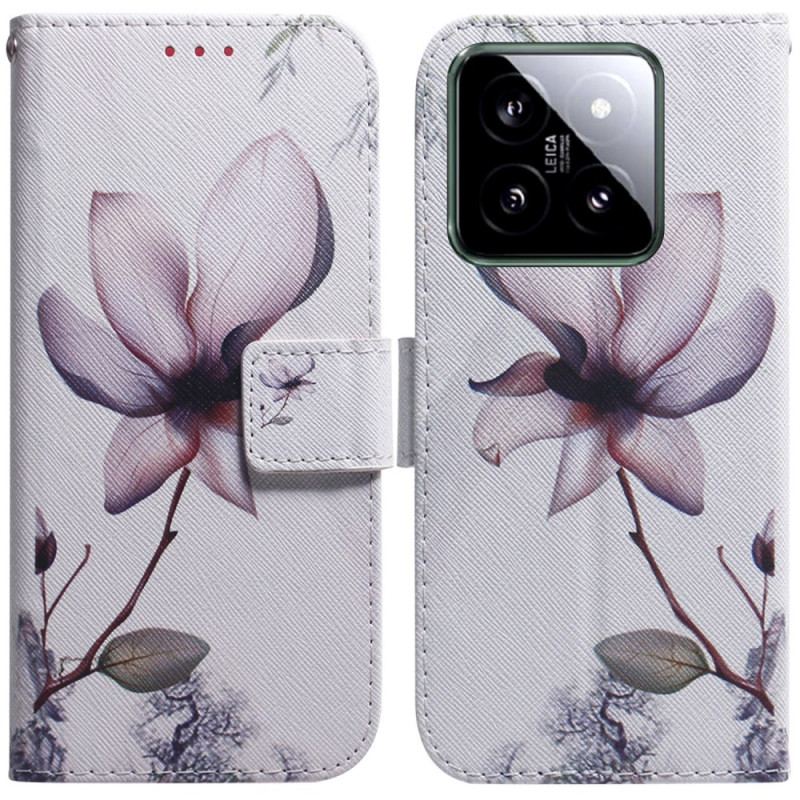 Flip Cover Xiaomi 14 Lyserød Blomst