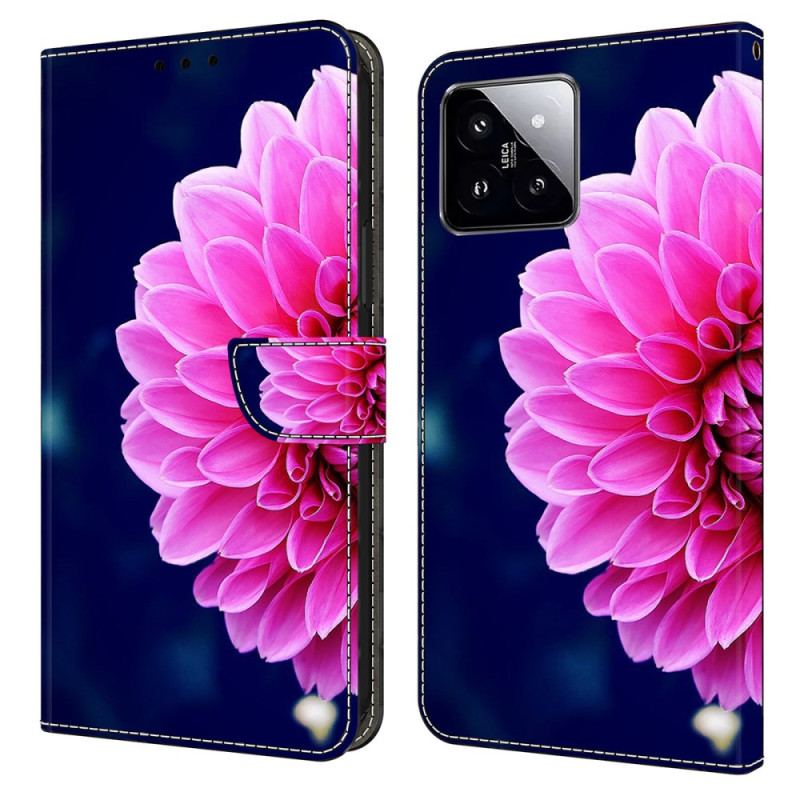 Flip Cover Xiaomi 14 Lyserød Blomst