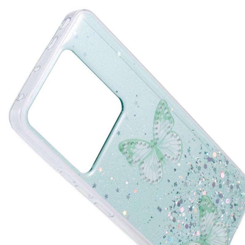 Cover Xiaomi Redmi Note 13 Pro 5g Telefon Etui Sommerfugle Glitter