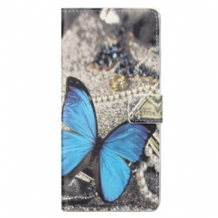 Flip Cover Til Xiaomi Redmi Note 13 Pro 5g Blå Sommerfugl