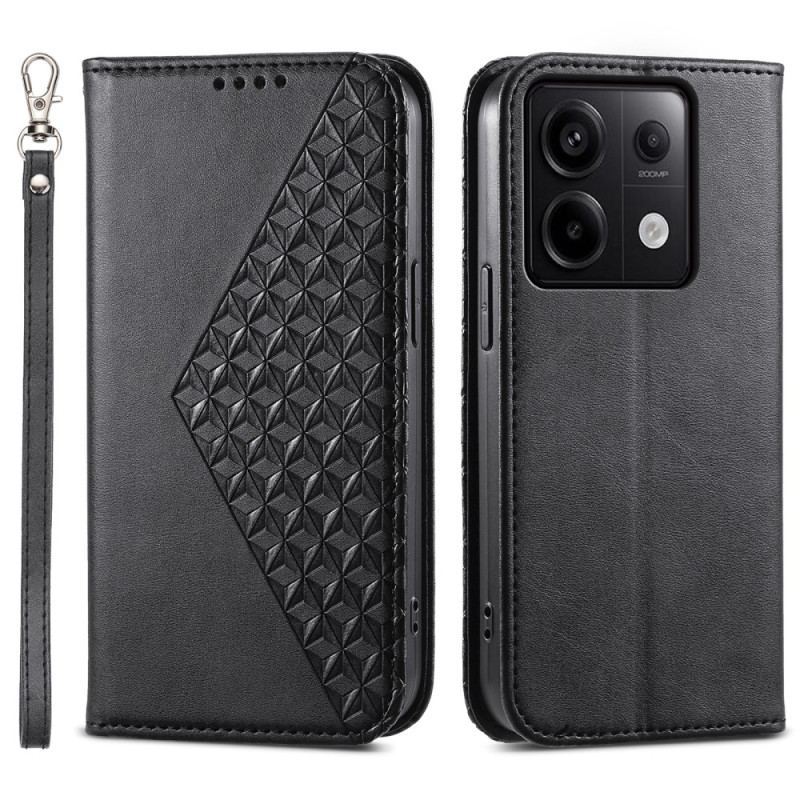 Flip Cover Til Xiaomi Redmi Note 13 Pro 5g Diamantmønster Med Rem