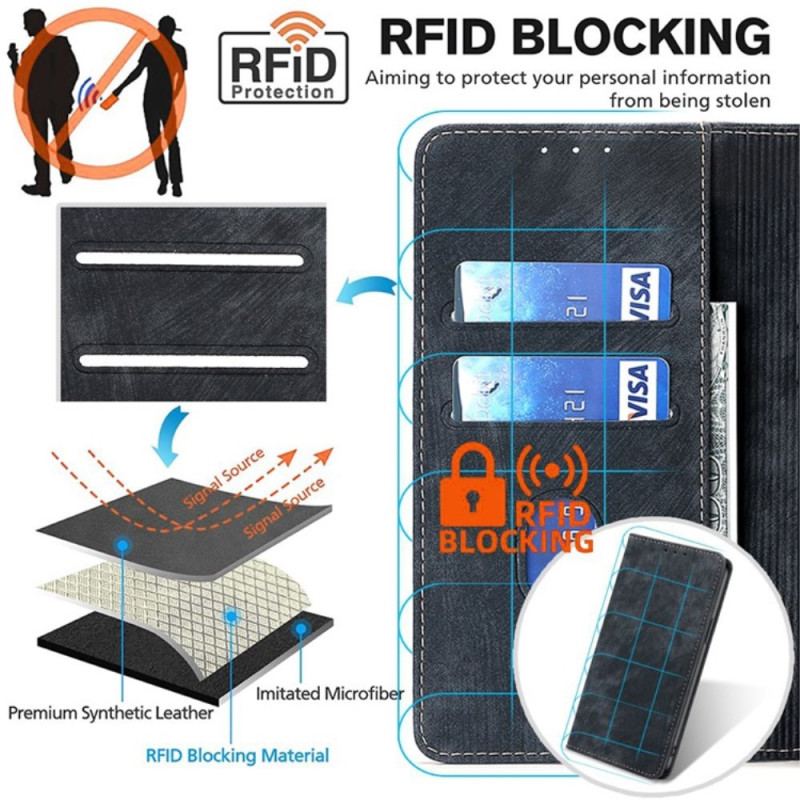 Flip Cover Til Xiaomi Redmi Note 13 Pro 5g Ruskindsstil Med Rfid-blokering