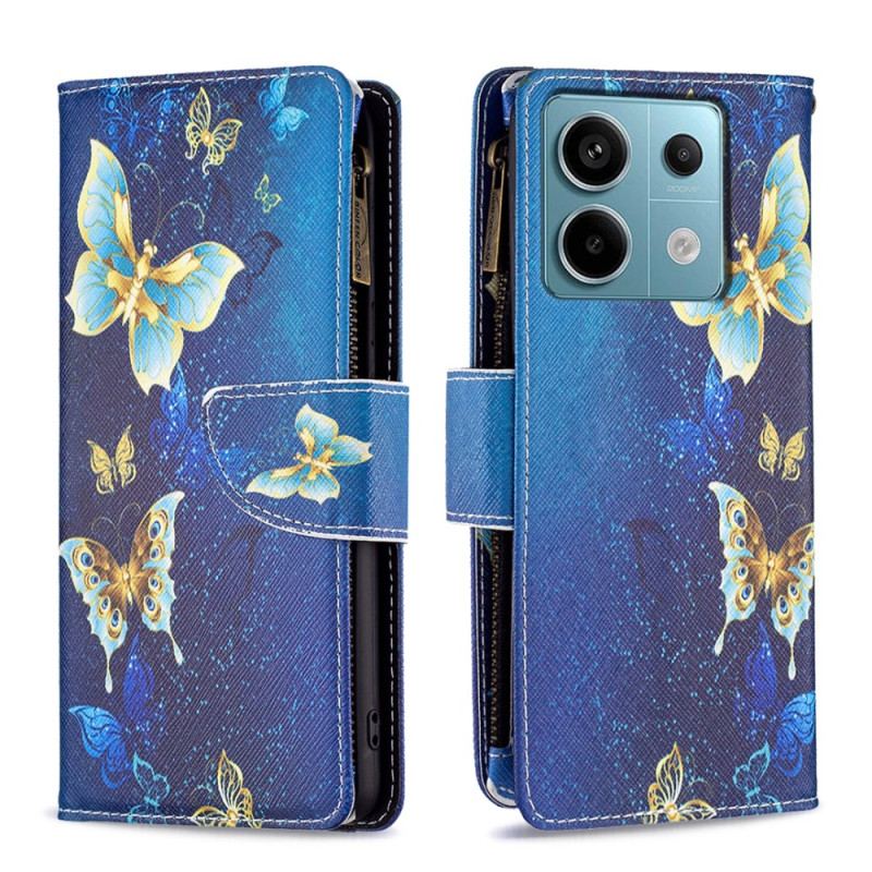 Læder Cover Xiaomi Redmi Note 13 Pro 5g Telefon Etui Guldsommerfugle Tegnebog