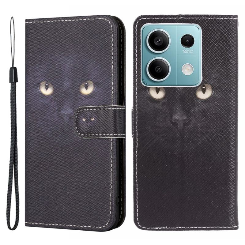 Læder Cover Xiaomi Redmi Note 13 Pro 5g Telefon Etui Strappy Cat Eyes