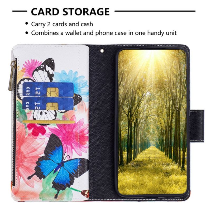 Læder Cover Xiaomi Redmi Note 13 Pro 5g Telefon Etui To Sommerfugle Pung