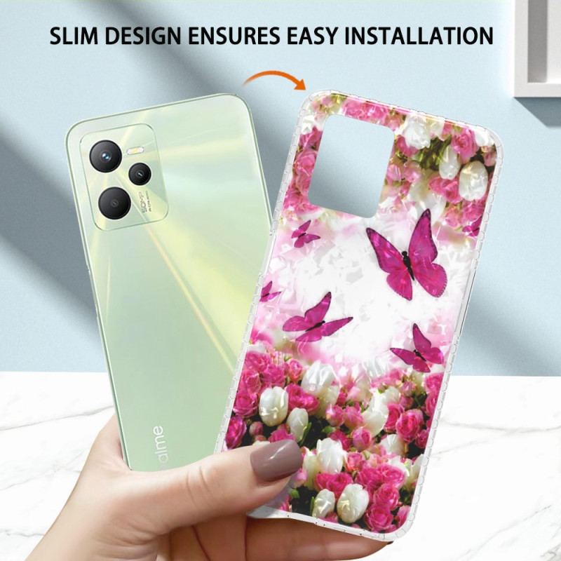 Cover Realme C35 Stilfulde Sommerfugle