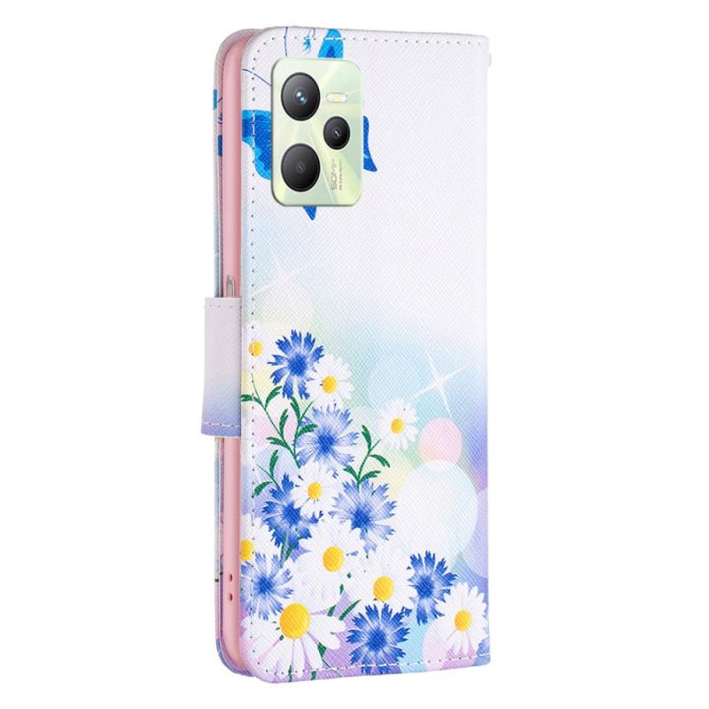 Flip Cover Realme C35 Blomster Sommerfugle