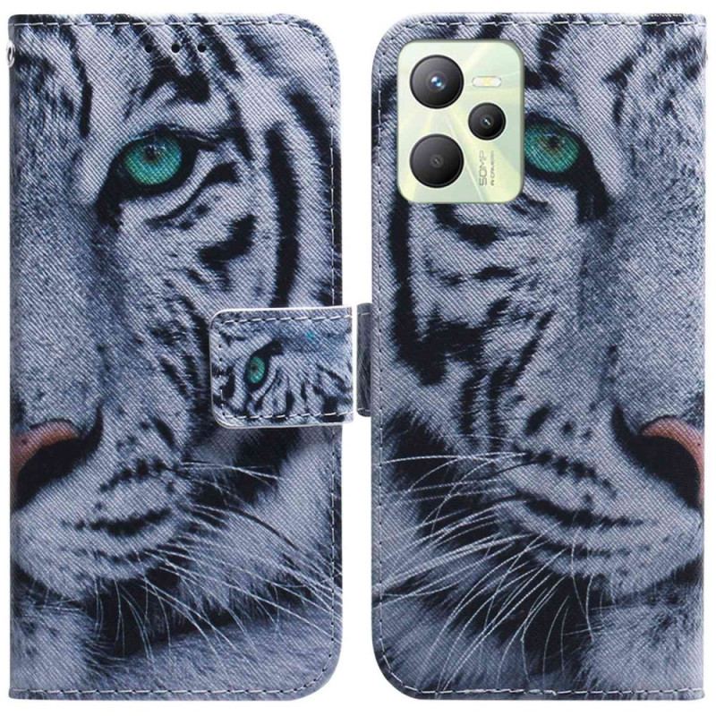 Flip Cover Realme C35 Hvid Tiger