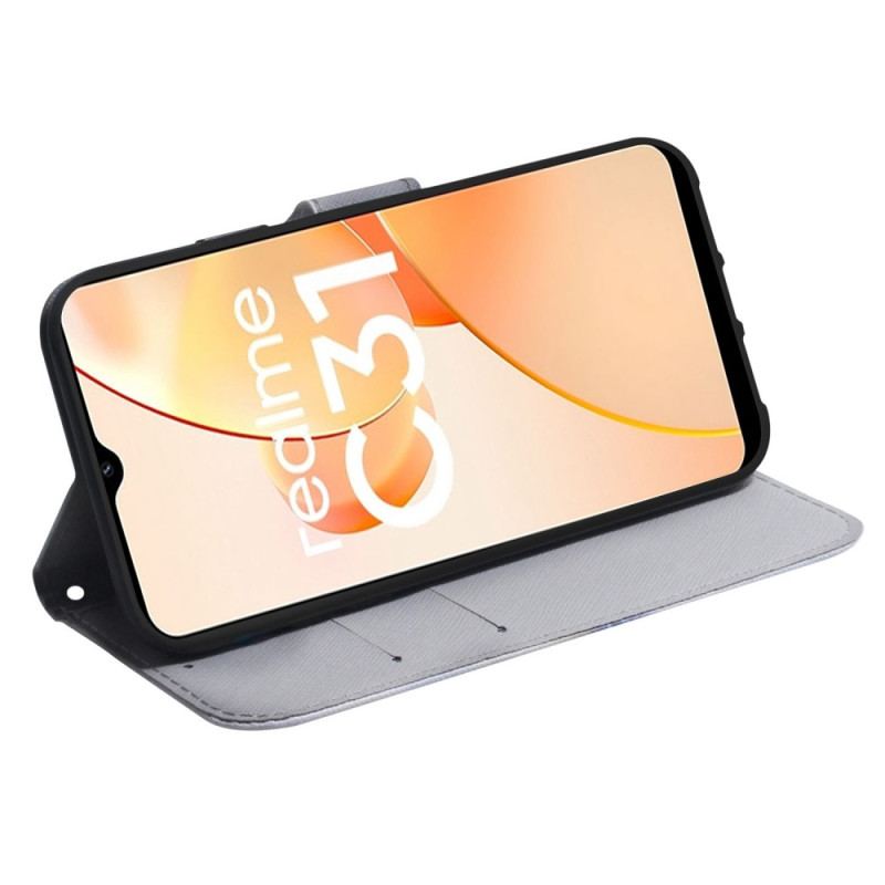 Flip Cover Realme C35 Hvid Tiger